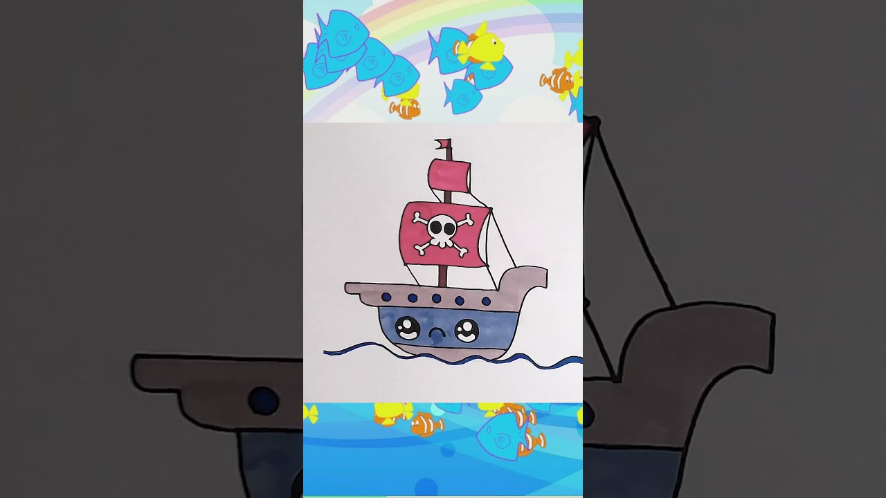 KAWAII COMMENT DESSINER ET COLORIER FACILE bateau pirate