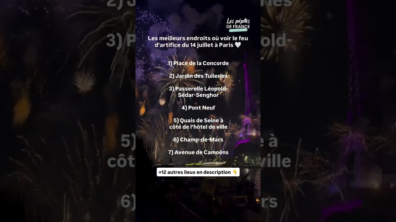 Les meilleurs endroits pour voir le feu d’artifice 🎆🇫🇷
