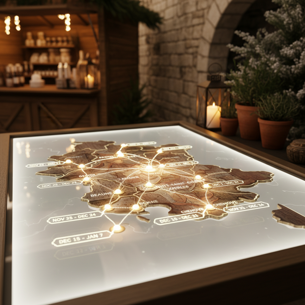 découvrez notre carte interactive pour ne pas manquer les dates clés des marchés de noël à dijon et en côte-d'or. préparez votre saison festive en toute simplicité !