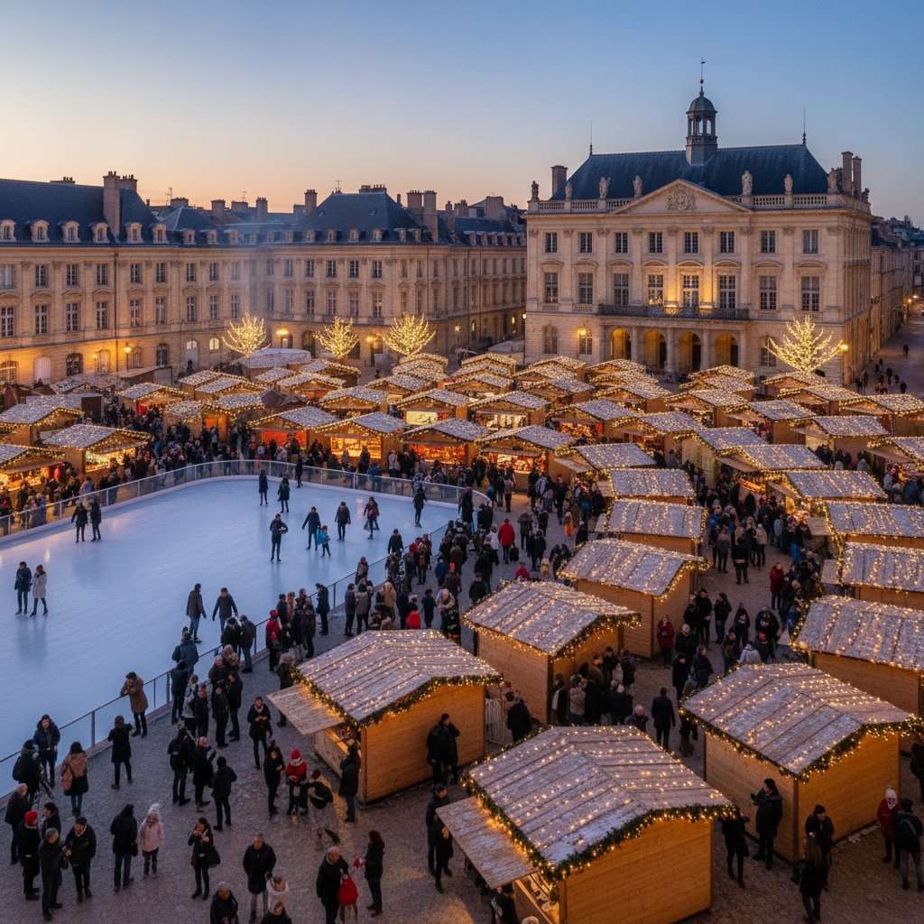 découvrez les fééries de noël à dijon : 48 chalets, 600 lumières scintillantes et une patinoire pour une ambiance magique dès le 29 novembre.