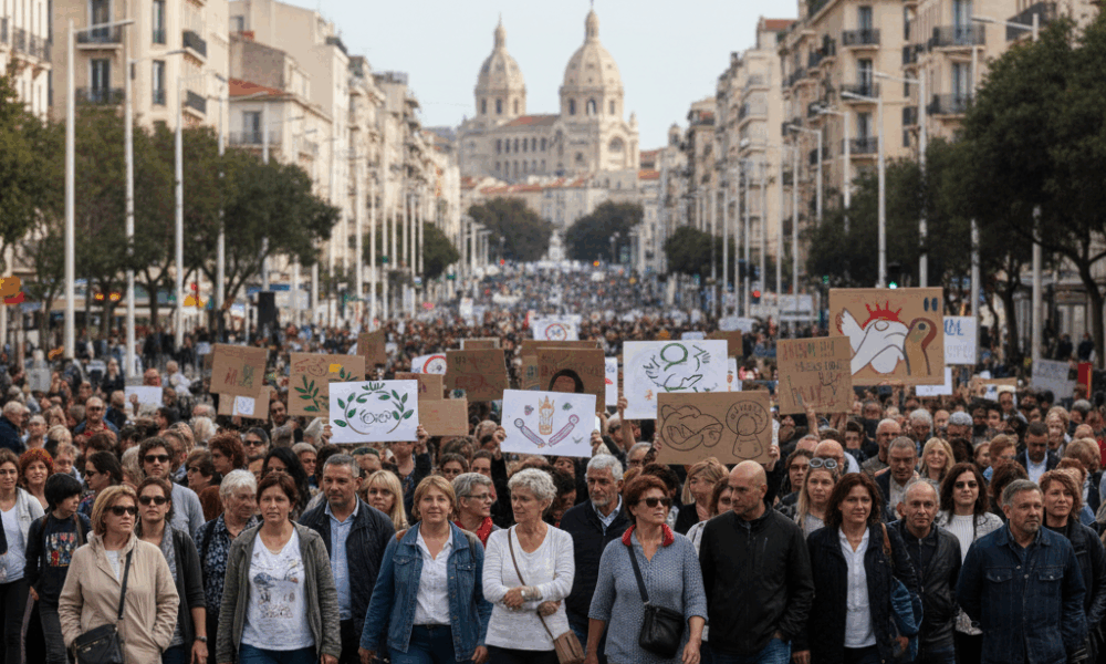 suivez en direct la marche exceptionnelle à marseille rassemblant plus de 6000 personnes en solidarité avec mehdi, frère d’amine kessaci, pour lutter ensemble contre le narcotrafic.