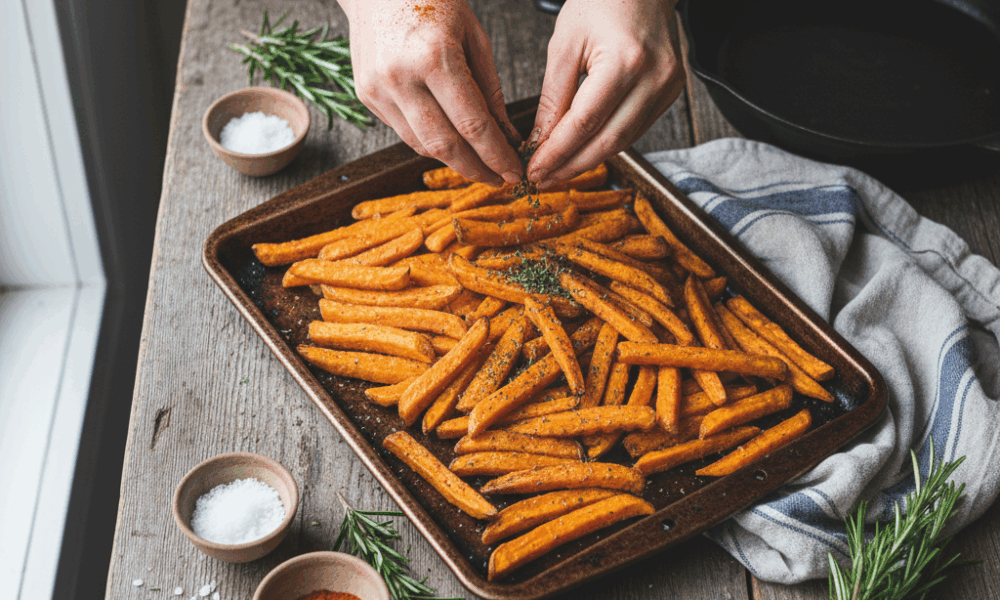découvrez notre recette facile et saine de frites de patate douce au four, croustillantes à souhait pour un snack gourmand et léger.