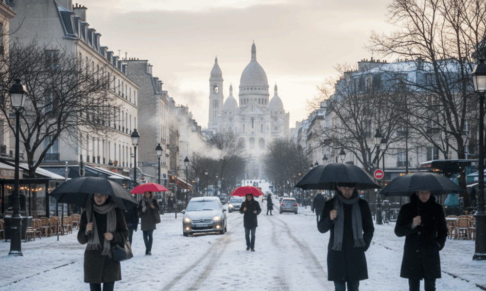 découvrez la magie de paris et ses environs sous un manteau blanc, où la ville s'éveille dans un décor enneigé féerique et paisible.