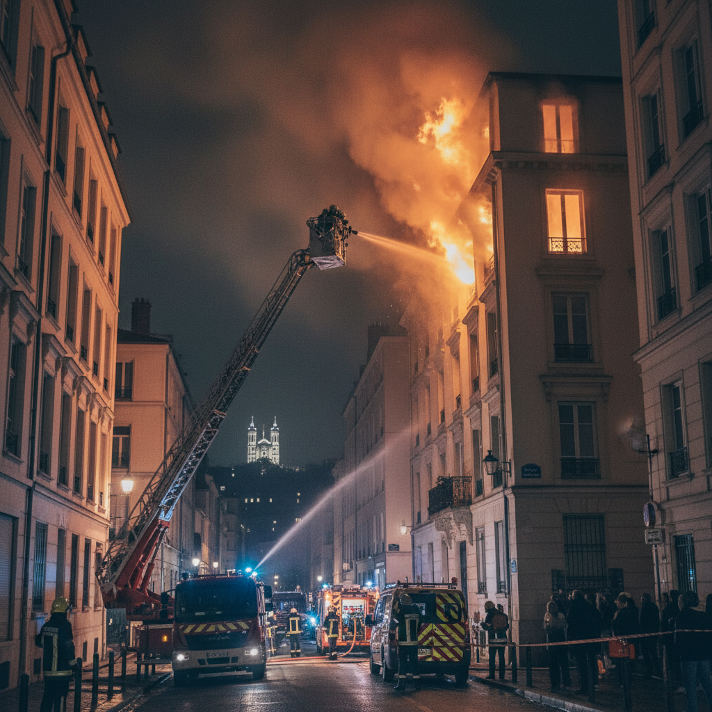 un incendie spectaculaire détruit un appartement de 60 m² à lyon. découvrez des images saisissantes illustrant l'ampleur des dégâts et le travail des pompiers.