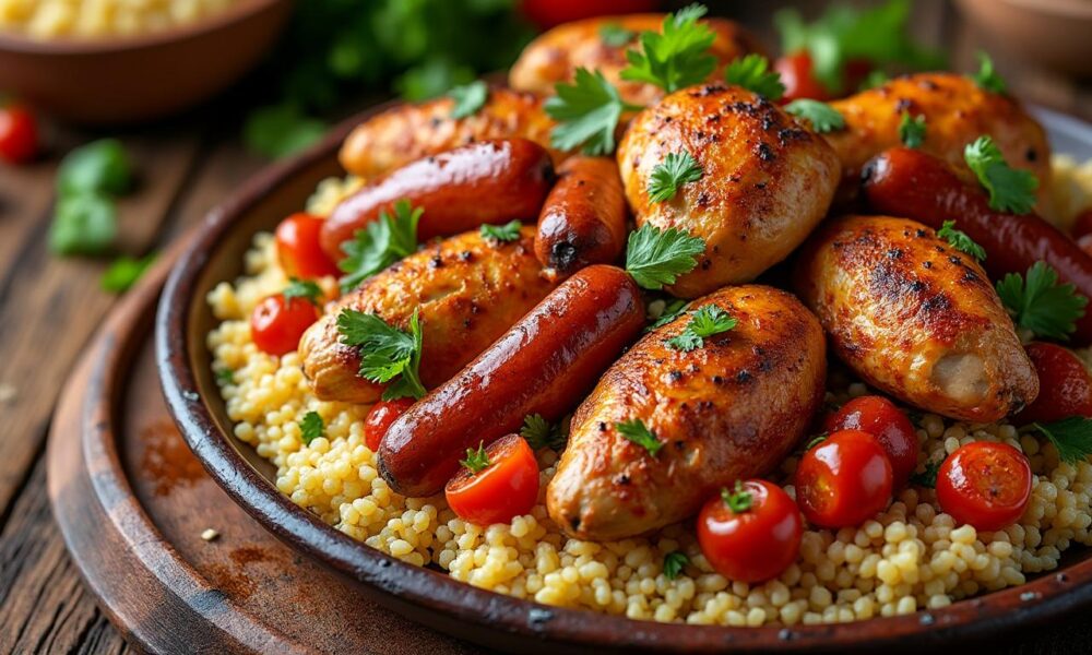 découvrez une recette authentique de couscous au poulet et merguez, un plat traditionnel à déguster en famille pour des moments conviviaux et gourmands.