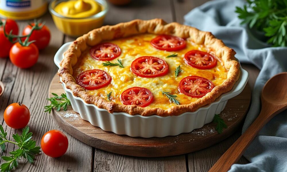 découvrez une recette facile et économique de quiche au thon, tomates et moutarde, parfaite pour un repas savoureux et rapide à préparer.