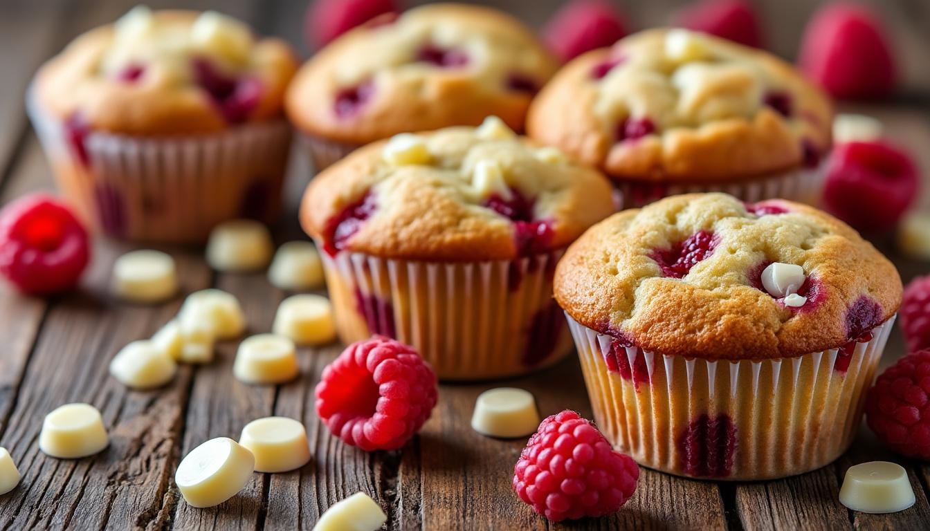découvrez notre recette gourmande et facile des muffins chocolat blanc framboise, parfaits pour une pause sucrée pleine de saveurs et de douceur.