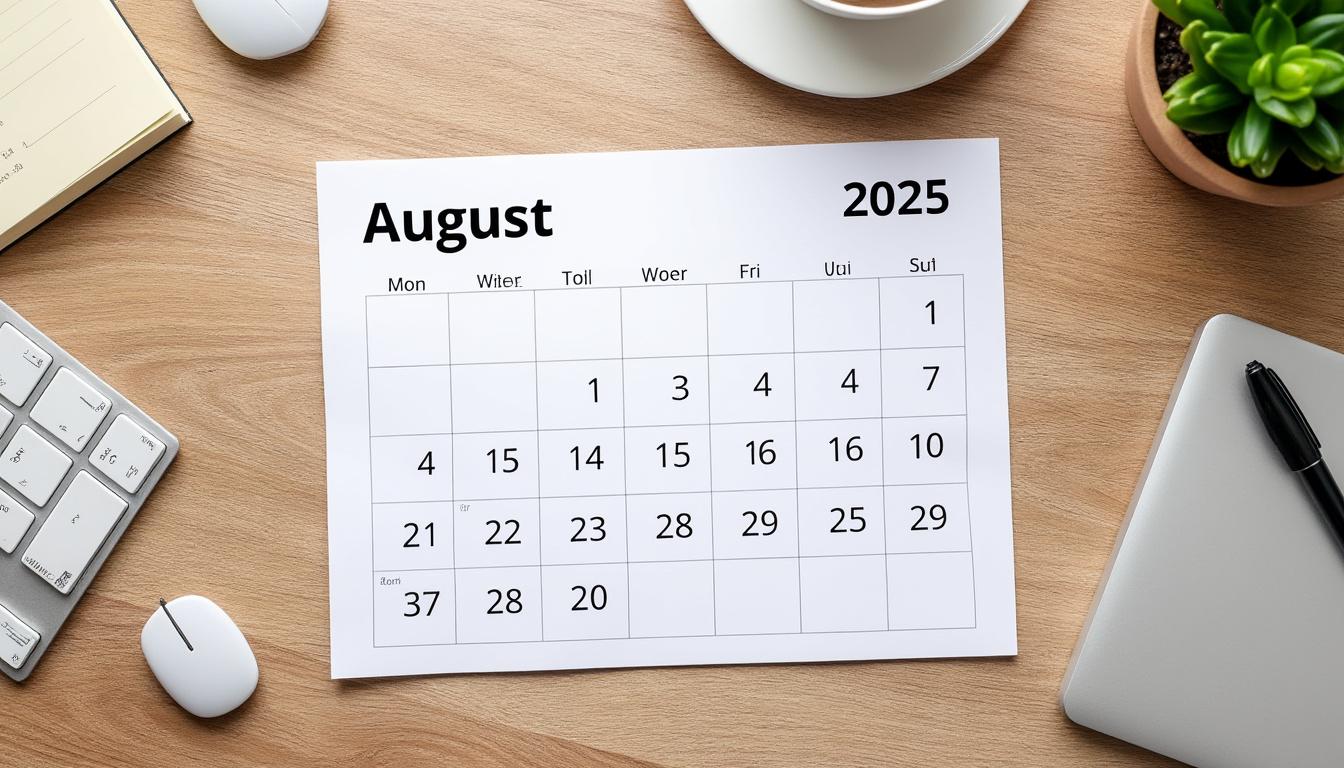 téléchargez gratuitement un calendrier août 2025 à imprimer, pratique et facile à utiliser pour organiser votre mois efficacement.