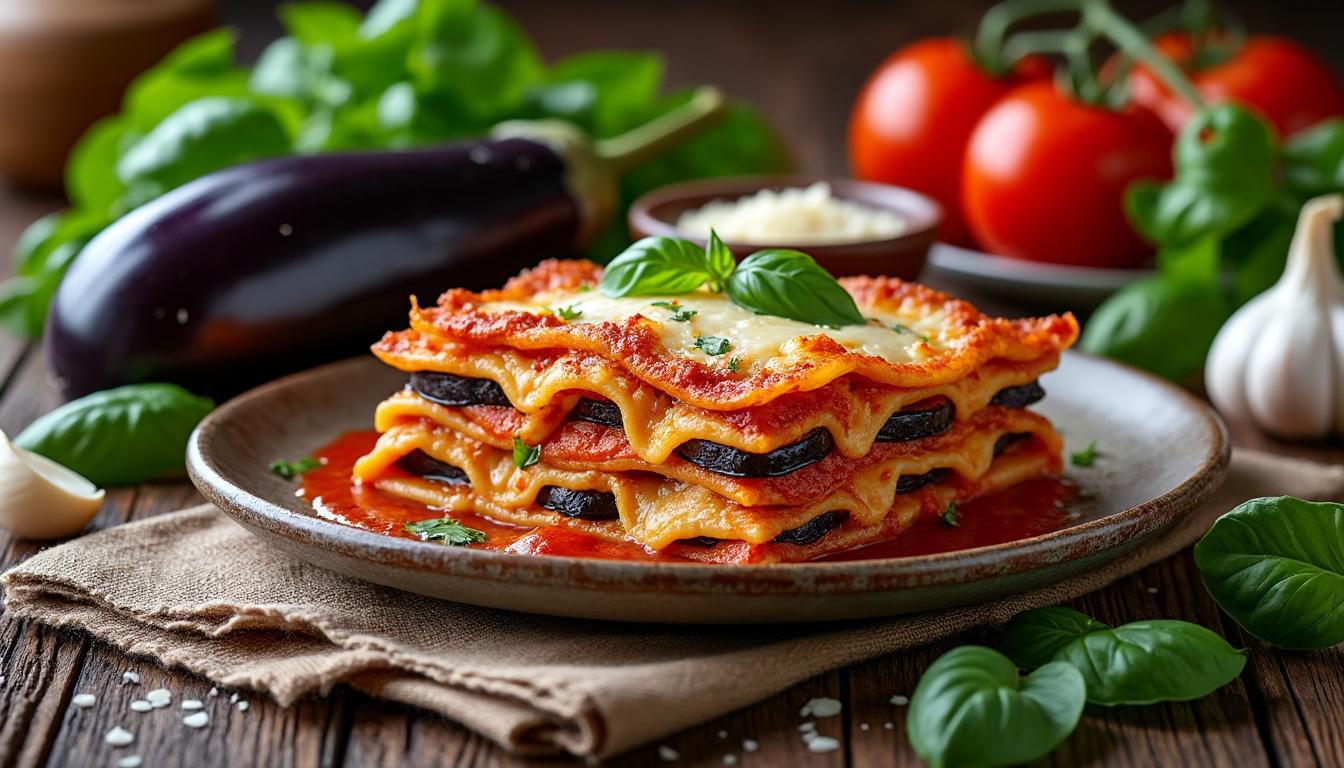 découvrez notre recette de lasagnes à l’aubergine, une version végétarienne savoureuse et facile à préparer, idéale pour un repas gourmand et équilibré.