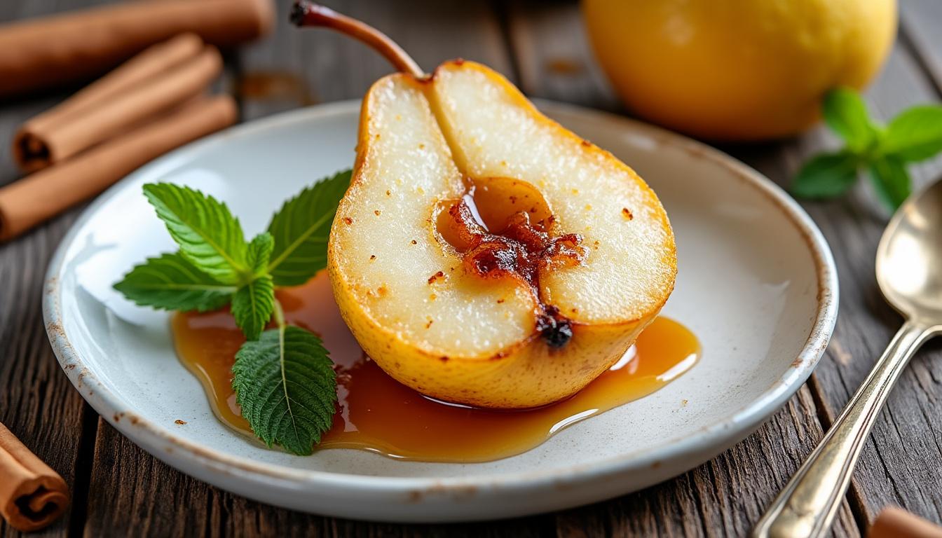 découvrez une recette de poire au four simple et parfumée, idéale pour un dessert délicieux et rapide à préparer.